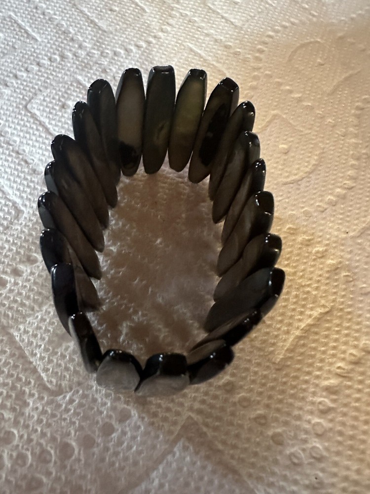 Vintage Blue Abalone Shell Stretch Bracelet