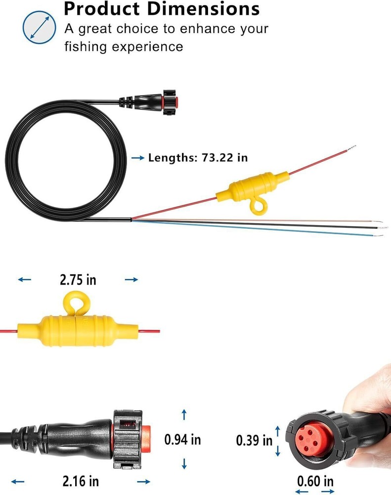 010-12938-00 For Garmin ECHOMAP Ultra 4-pin Threaded Power Data Cable