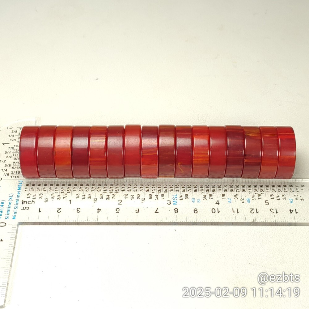 16 Bakelite Catalin Backgammon chips Dark Cherry Red Cream Translucent swirl 28m