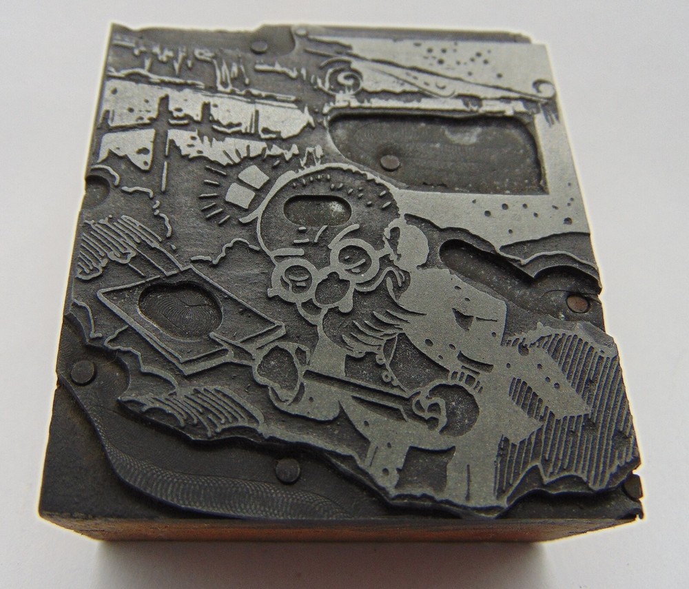 Printing Letterpress Printers Block Man With Pen Paper