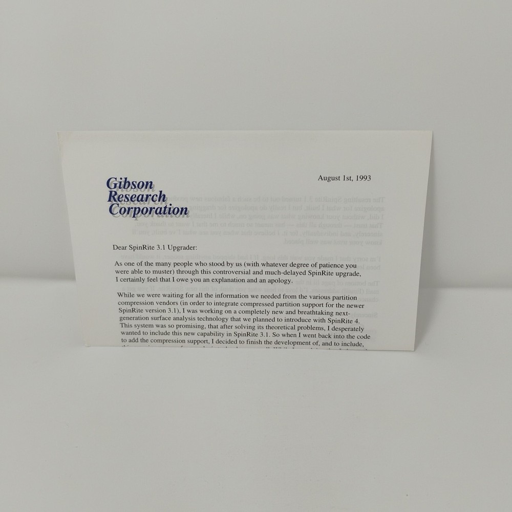 SpinRite 3.1 Disk Drive Data Recovery Software 3.5" 5.25" Floppy Disks + Manual