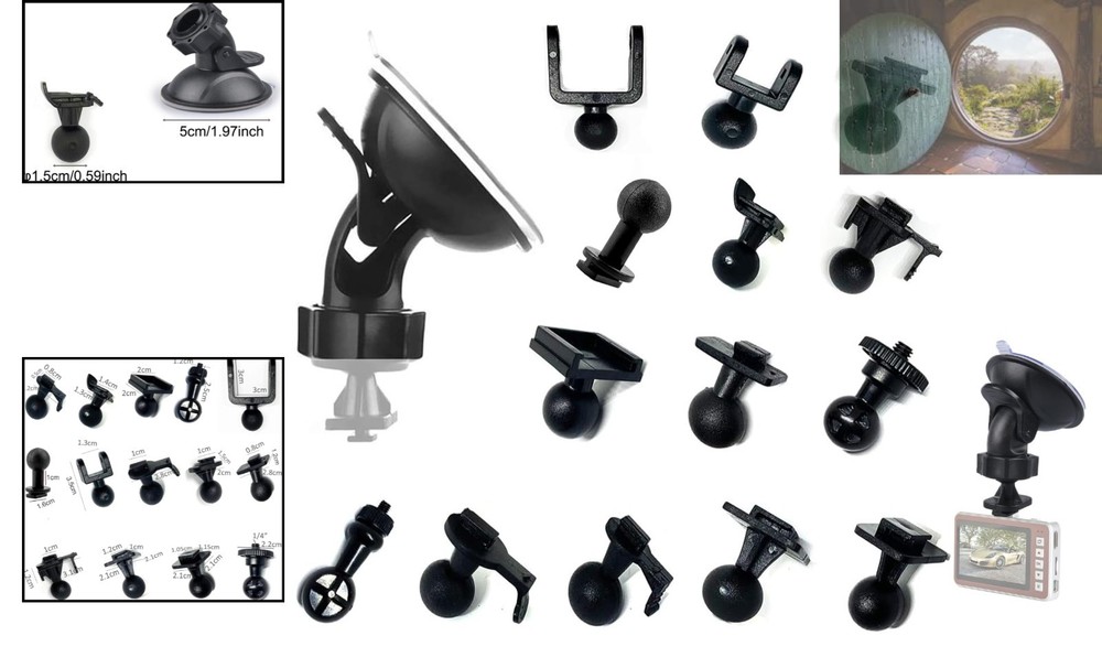 Universal Suction Cup Dash Cam Holder with 14 Joints for Optimal Video Capture