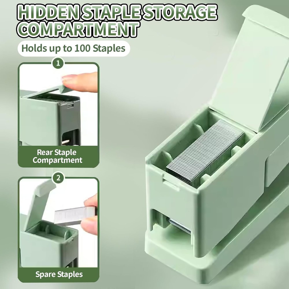 Swing-Arm Desktop Stapler, 360° Rotating Base, 25-Sheet Capacity, Fits Green
