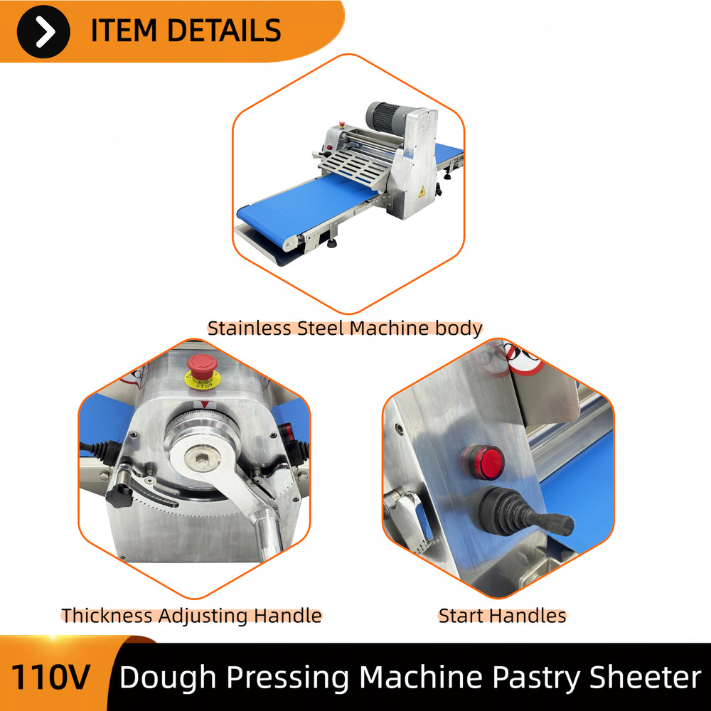 Commercial Foldable Dough Sheeter Press 110V 400mm Electric Pastry Machine
