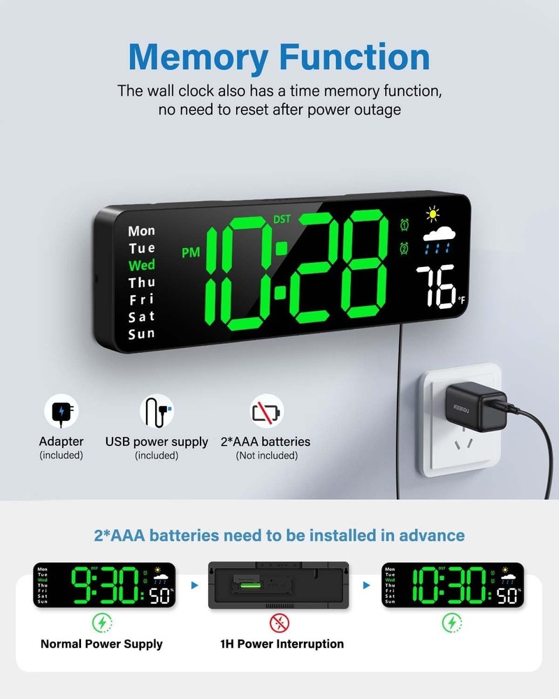 Digital Wall Clo, Digital Clo Lar Display with Remote Control,