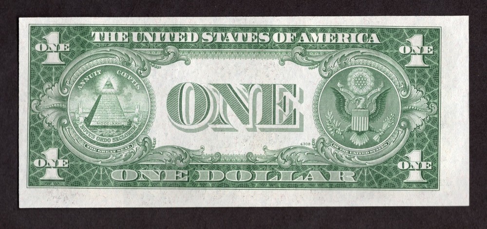 1935C $1 Silver Certificate Front to Back Off-Set Print Error - Uncirculated