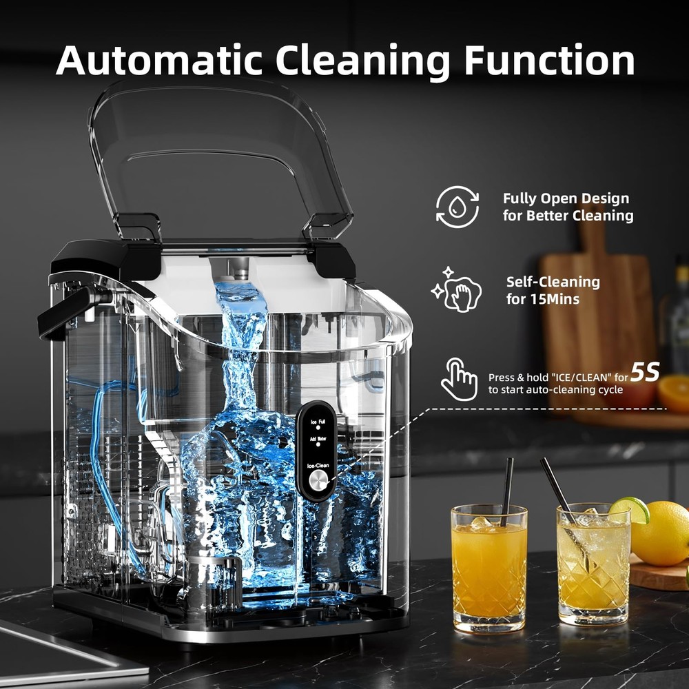 Nugget Ice Maker Countertop with Soft Chewable Ice, Portable Sonic Ice Maker ...