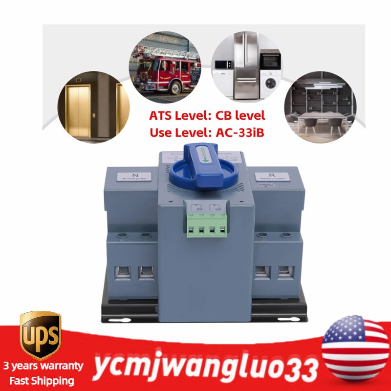 63A ATS Dual Power Automatic Transfer Switch for Generator Changeover Switch 2P