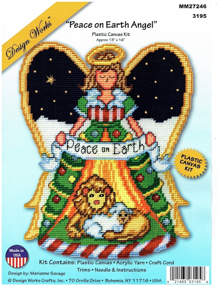 PEACE ON EARTH ANGEL WALL HANGING  plastic canvas  PATTERN (#TF0468)