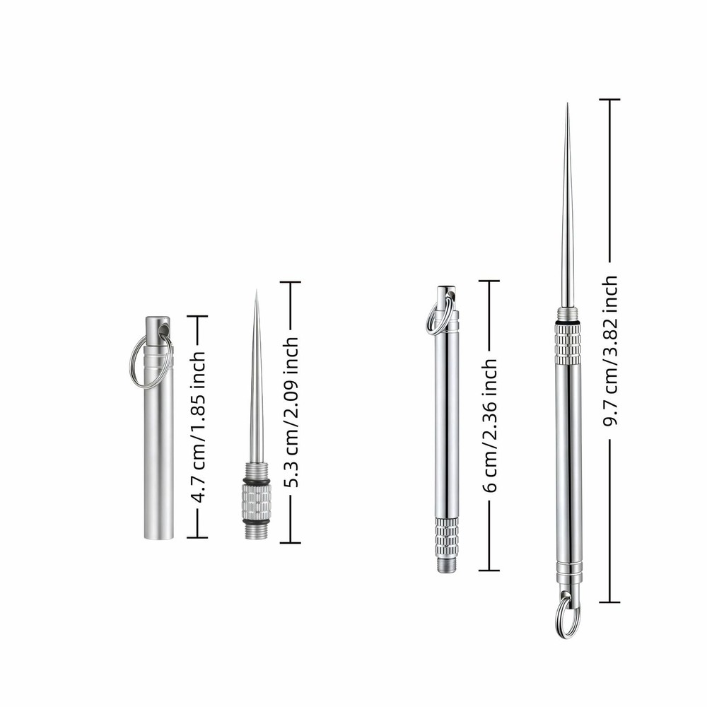 Portable Titanium Toothpick, Multi-Functional Reusable Stainless Steel Silver