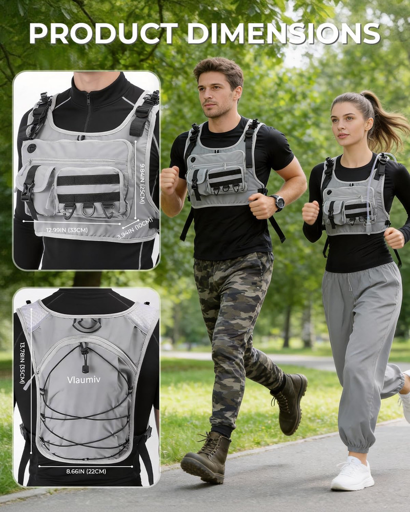 Running Vest with 2L Water Bladder, Hydration Backpack with Adjustable Straps, L