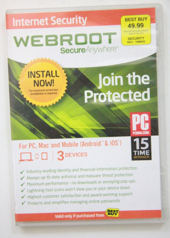 Webroot Secure Anywhere Anti Virus Software PC MAC Includes Install Keycode PP11