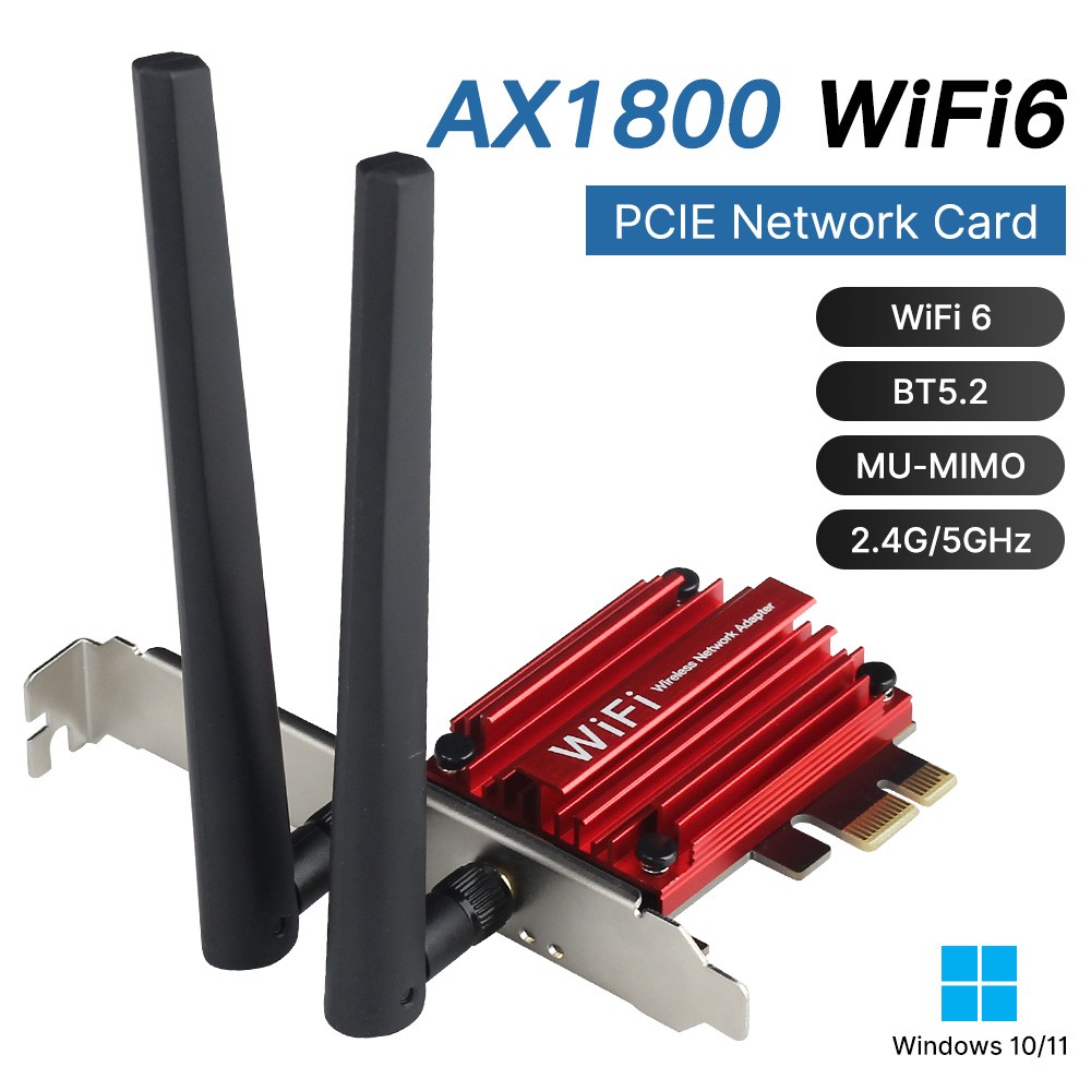 WiFi 6E PCI-E Dual Band Network Card AX1800Mbps 802.11AX WiFi Bluetooth Adapte