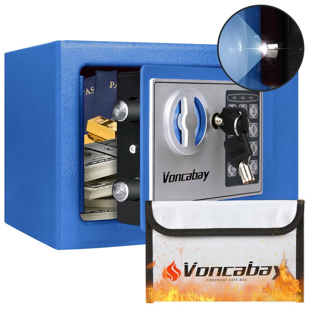 Voncabay Money Safe Box for Home with Sensor Light & Fireproof Security Safe Box
