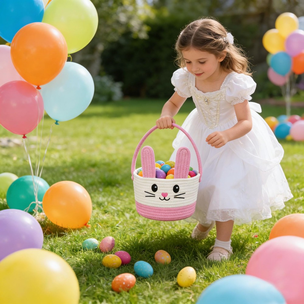 Easter Baskets for Kids, Easter Basket, Easter Bunny Baskets with Handle for ...