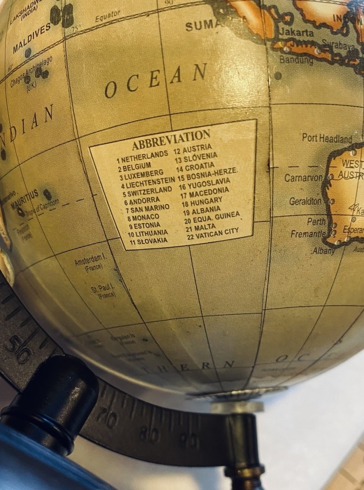 Tabletop Round Globe On Metal Base Rotating Earth Educational Decor