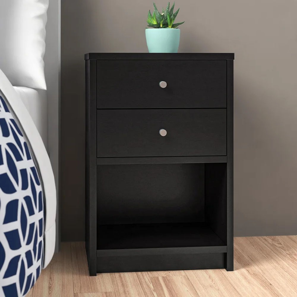 Modern Nightstand End Side Table with 2 Drawer Bedside Table with Shelve Storage