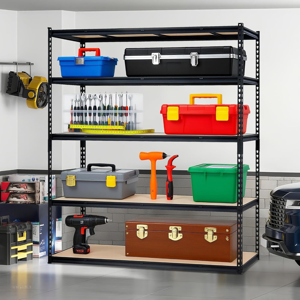 Adjustable 5-Tier Garage Storage Rack Metal Storage Shelving Unit 2000LBS Load