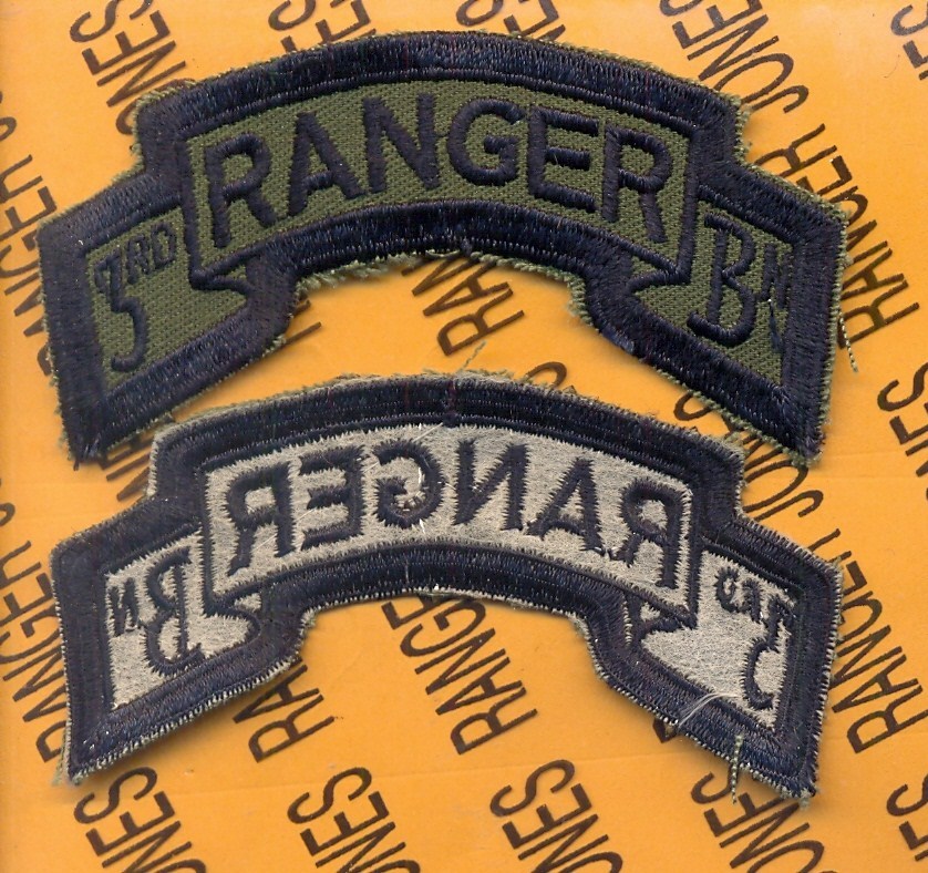 3rd Bn 75th Infantry Airborne RANGER Regt Type 2 OD Green Black scroll patch c/e