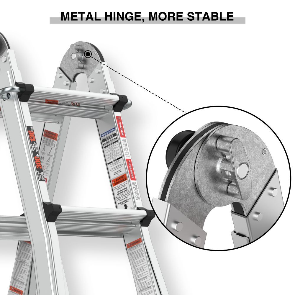 22 Ft Aluminum Adjustable Ladder Folding Portable Stepladder Multi-Use Ladder
