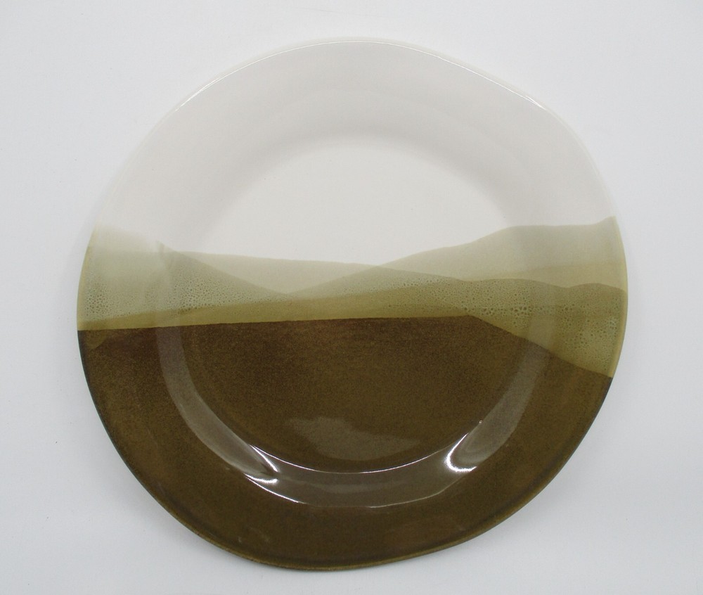 ALEX MARSHALL STUDIOS SLIM BROWN / WHITE STRIPE DINNER PLATE - 11 1/4"   0709I