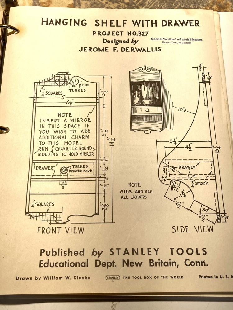 Stanley Tools Project Sheets; 96 wood projects in 3 ring binder;