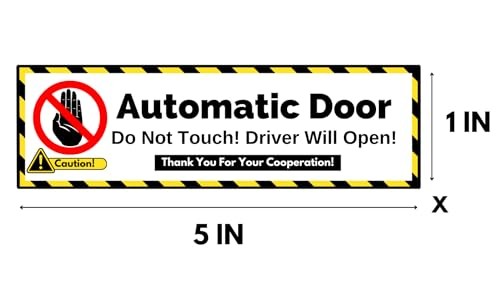 Caution Automatic Door, Do Not Open Warning Vinyl Signs for Vehicles, 10 Pack