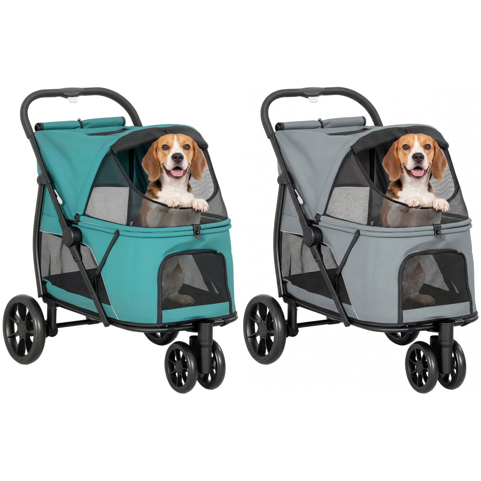PawHut 3 Wheel Pet Stroller, Dog Stroller w/ Easy One-Click Quick Fold