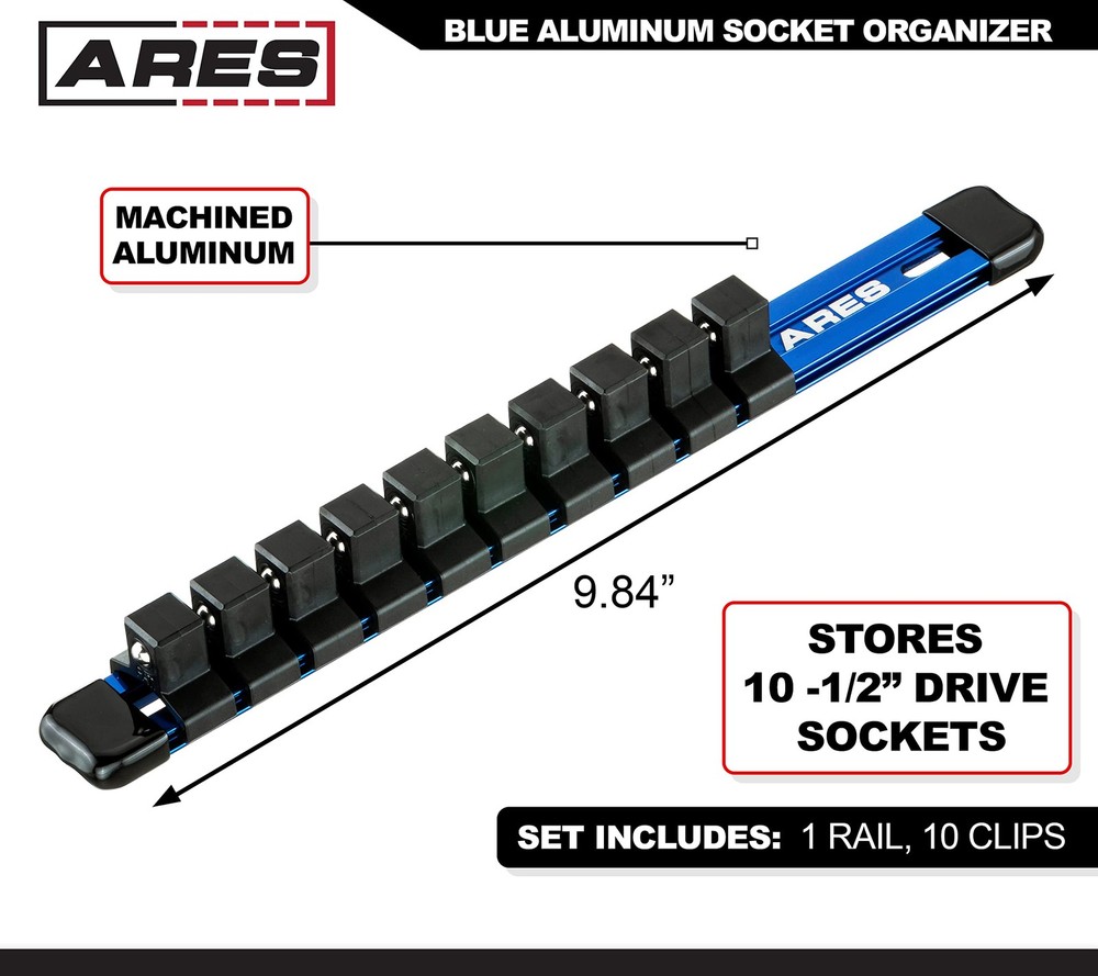 Socket Organizer for 1/2Inch Drive – Holds 10 Sockets, Easy Tool Storage