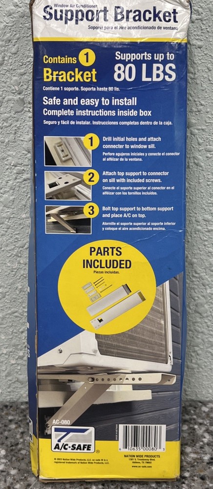 A/C Safe AC 080 Window Air Conditioner Support Bracket for Small Units NewAC-080