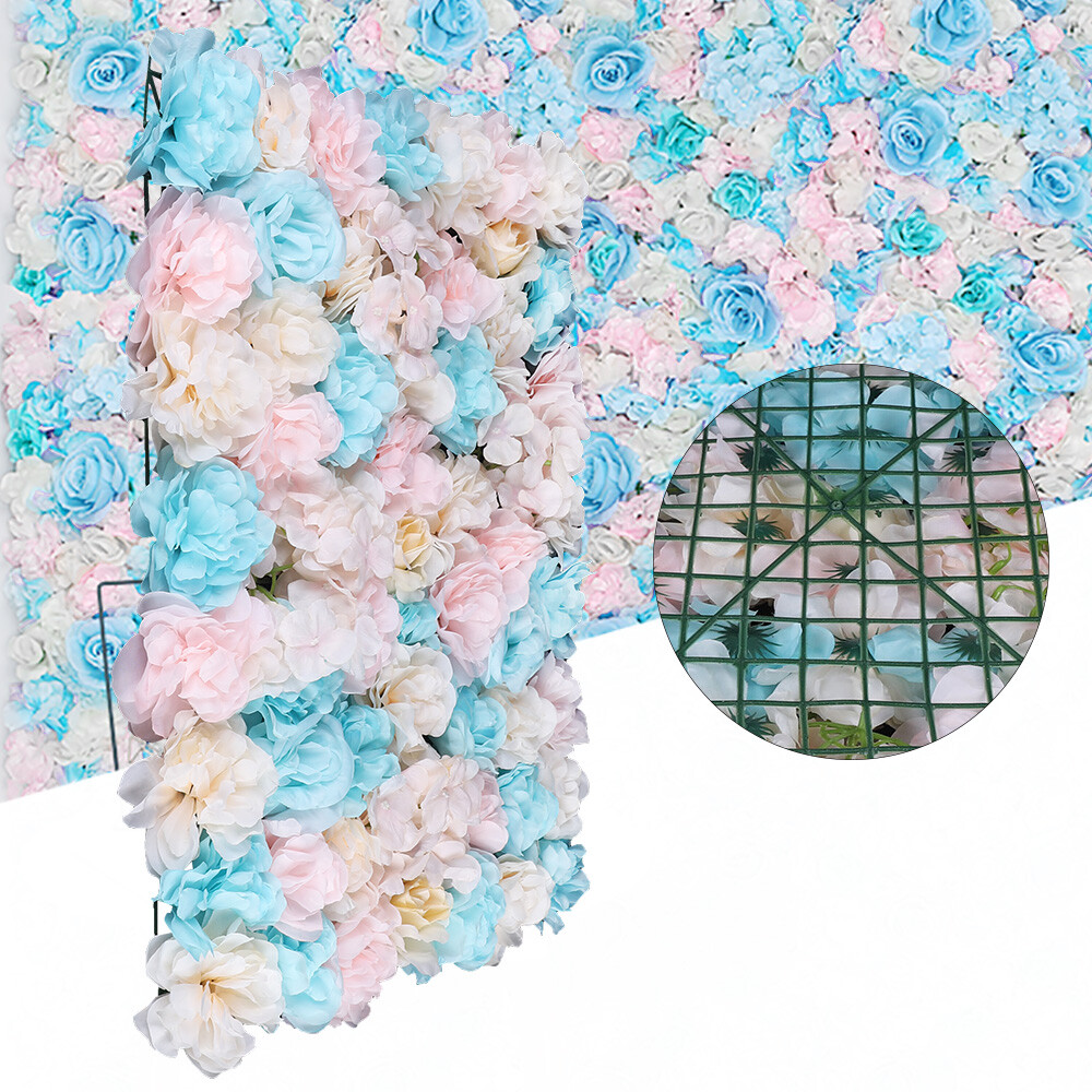 12PCS Artificial Flower Wall Panel White Hydrangea Rose Wedding Backdrop Decor.