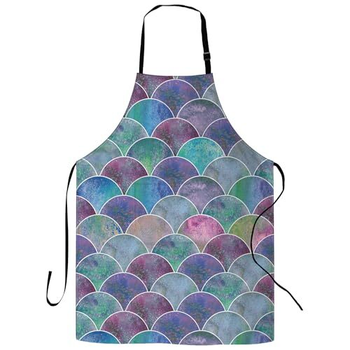 Apron, Stocking Stuffers Bib Apron with Adjustable Fish Scale Colorful Texture