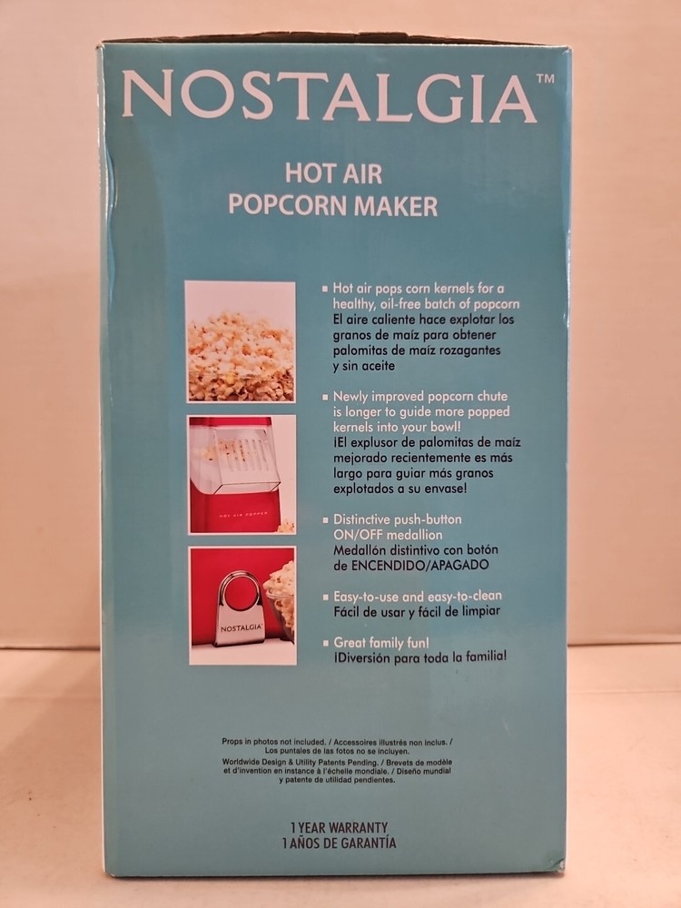 Nostalgia Hot Air Popcorn Maker HAP8RD - New & Sealed