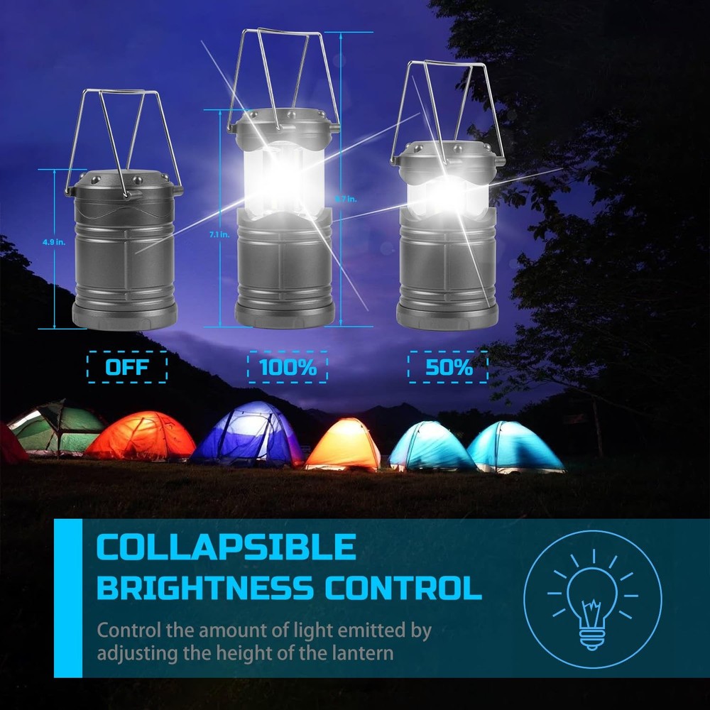 Lichamp LED Camping Lantern, 4 Pack Battery Powered Medium, Dark Gray