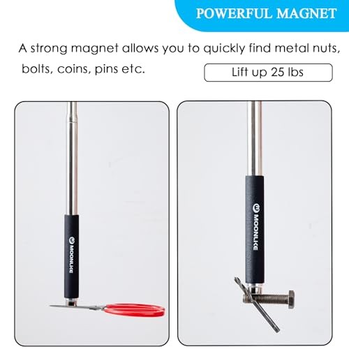 Telescoping Pickup Tool Magnetic Pole with Hook, 10 ft Telescopic Grabber Hook