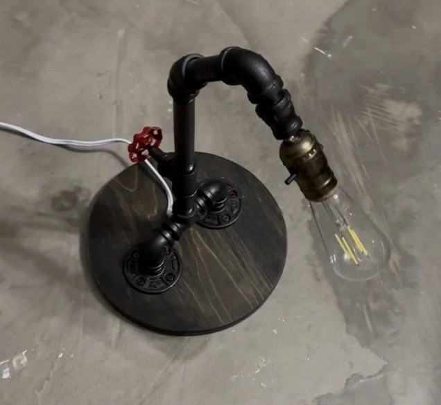 Steampunk Table Lamp Black Industrial Pipe