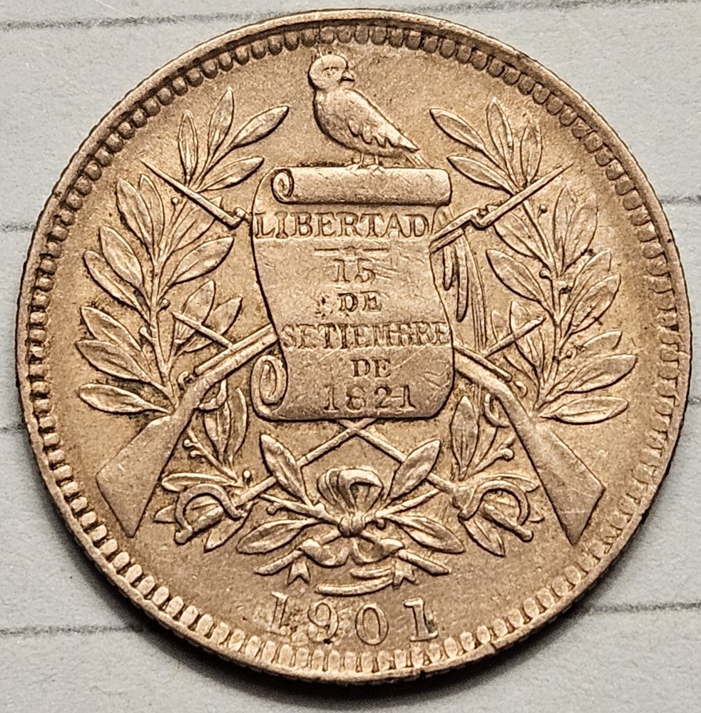 1901 Guatemala 1 Real Coin