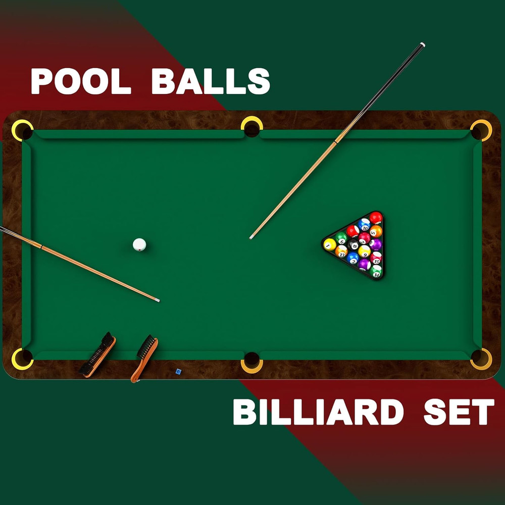 Complete 55-Piece Pool Table Accessory Set with Billiard Balls & Cues