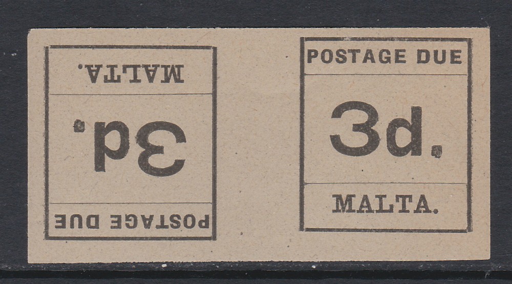 MALTA 1925 3d TETE-BECHE PAIR SG D6a MINT.