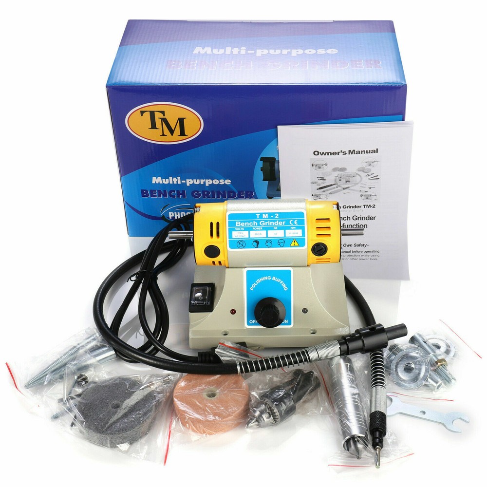 200W Mini Bench Buffer Polisher Jewelry Rock Polishing Grinding Buffer Machine