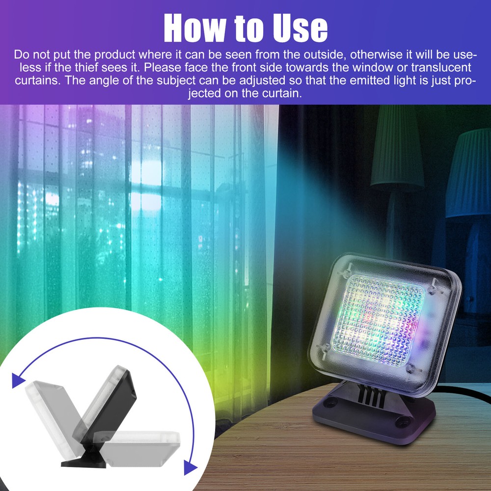 TV Simulator Extra Bright LED Light With Timer For Home Security Tool USB Charge