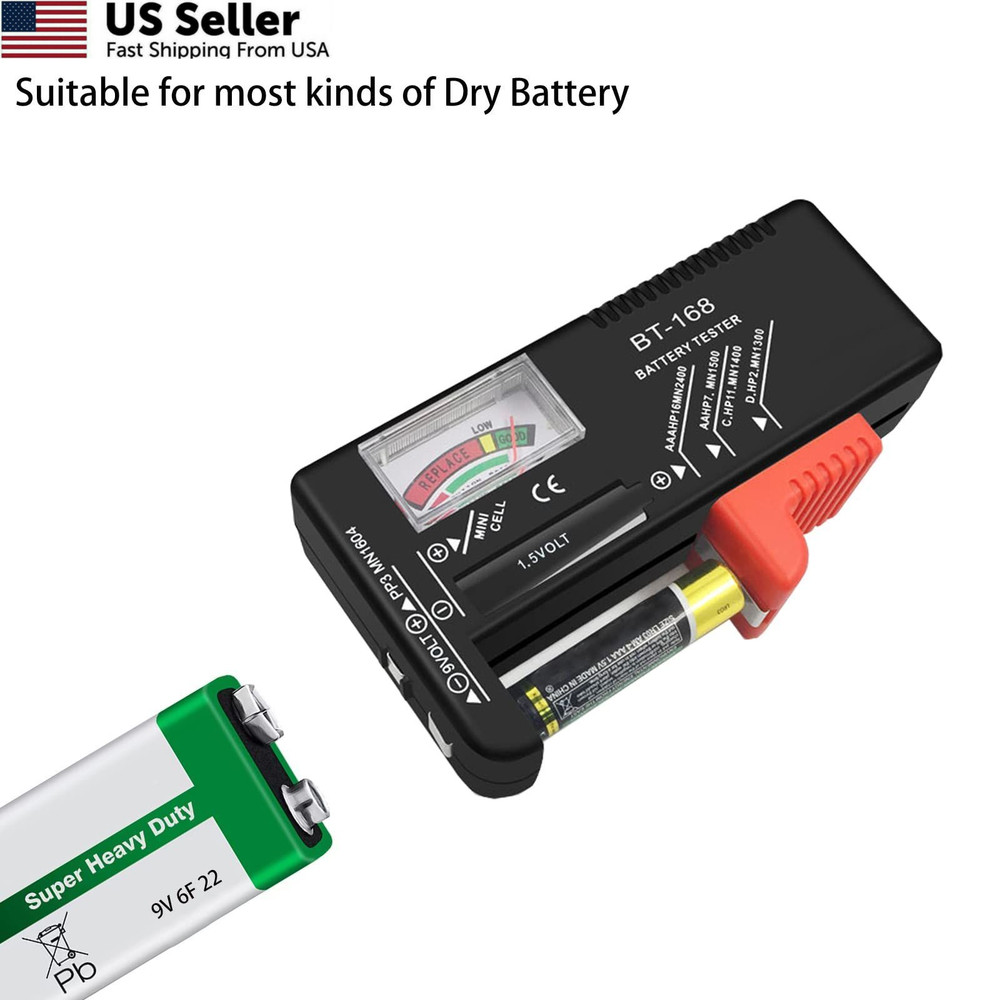 Battery Tester Checker, Universal Small for AAA AA C D 2, Red