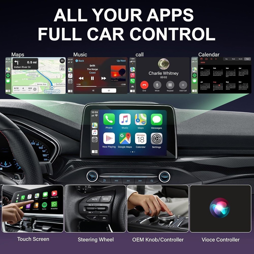 Wireless CarPlay Adapter– Android Auto Wireless Adapter, 5.8GHz Wi-Fi