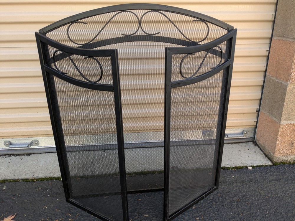 Black Metal Fireplace Screen