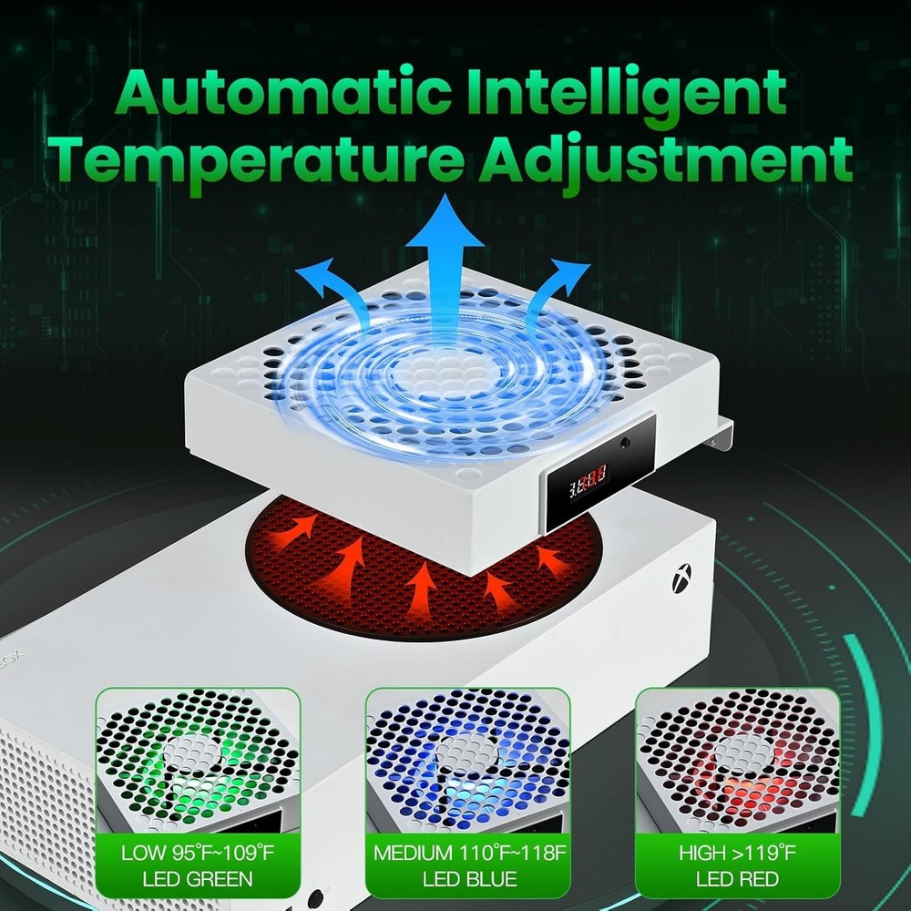 Cooling Fan for Xbox Series S, Featuring Automatic Fan Speed Adjustment Based ..