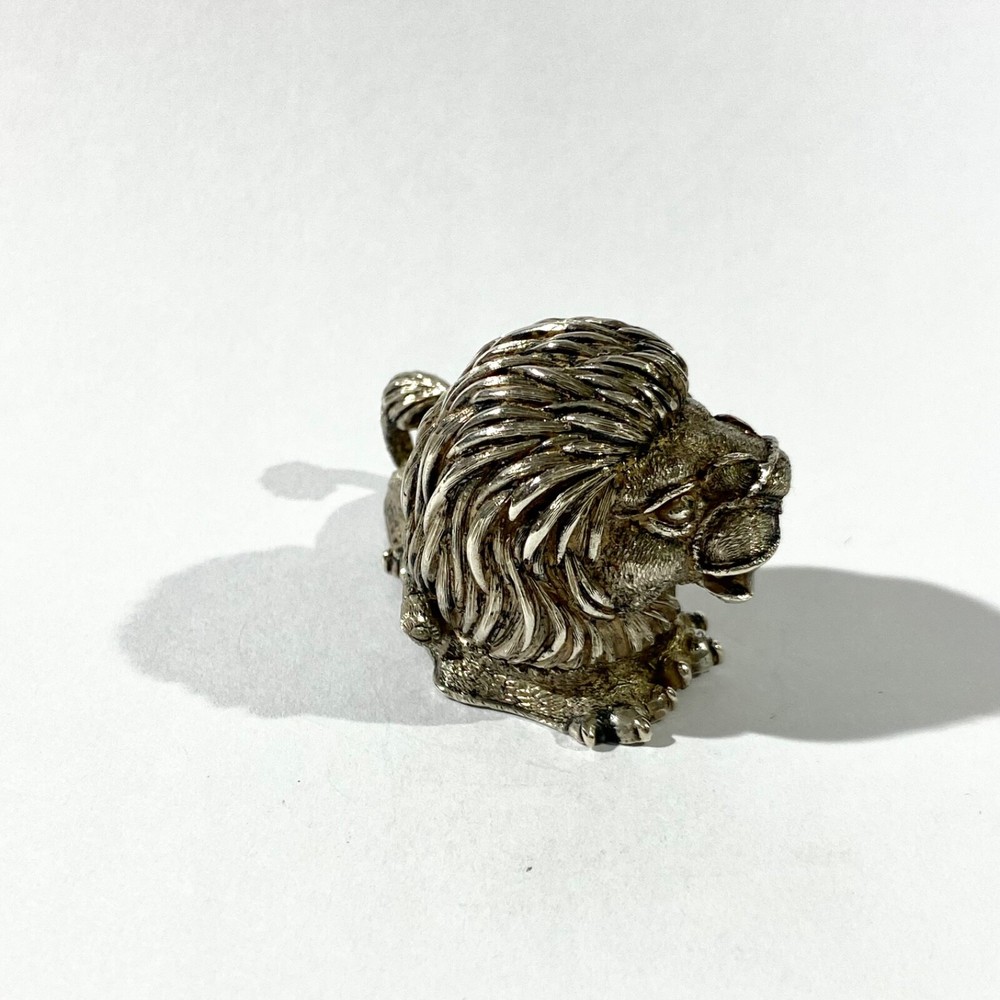 Vintage Solid Silver Pill Box Leon shape , trinket Box