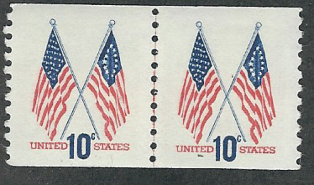 Scott # 1519...10 Cent ...Flags... Joint Line Pair