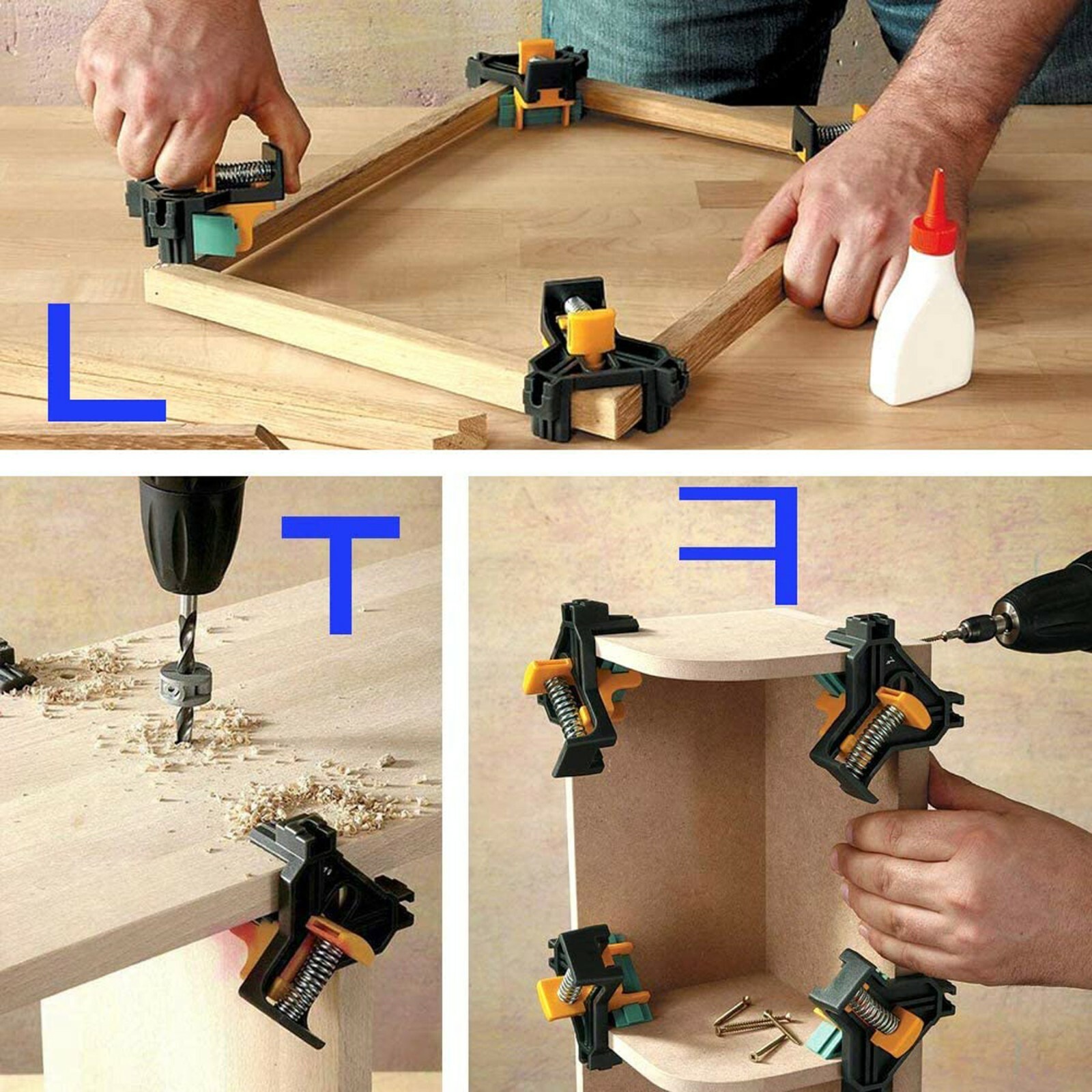 4Pcs/Set 90 Degree Right Angle Clip Clamps Corner Holders Woodworking Hand Tools