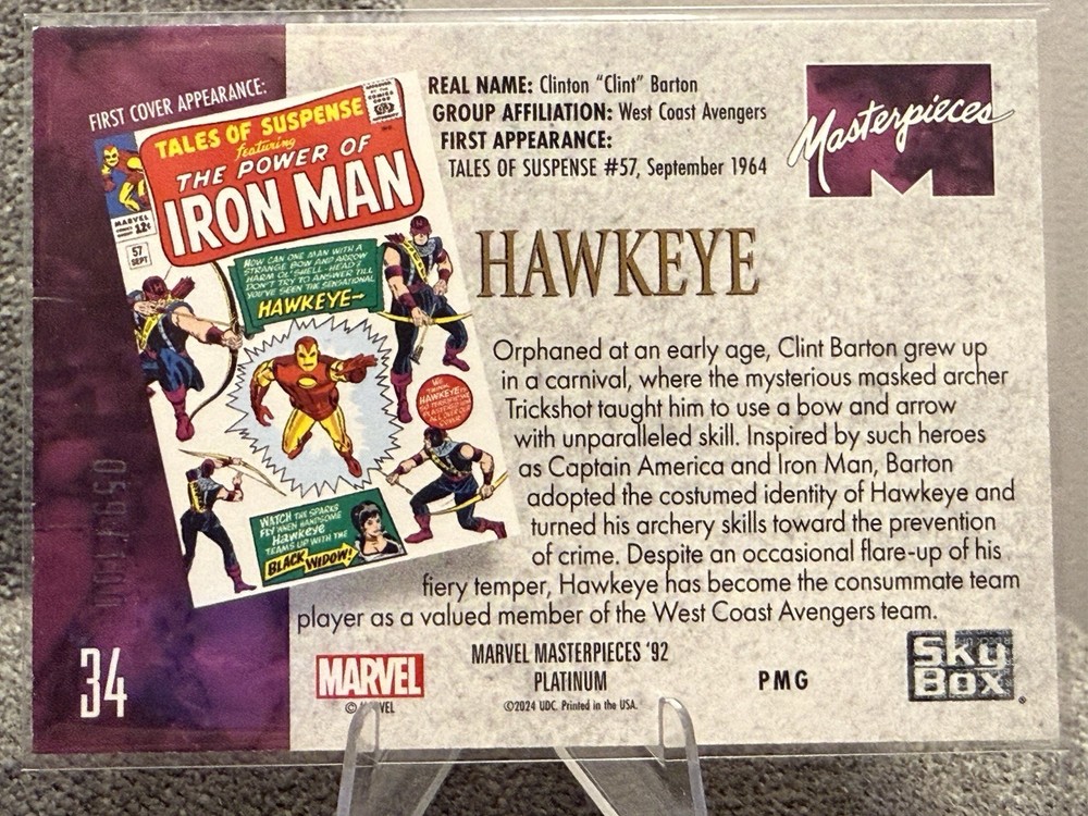 Marvel Masterpieces Hawkeye Red PMG And Chrome Card Bundle
