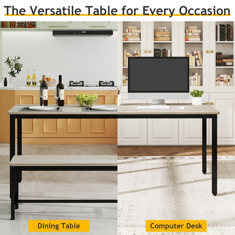 Dining Table Set for 4 with 2 Benches – Space-Saving Kitchen Table Set for Ki...